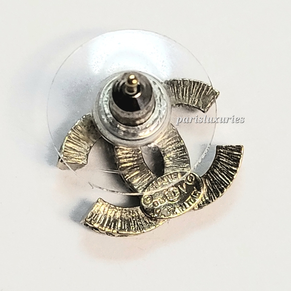 CHANEL Gold Crystal Rhinestone Classic Curvy Earrings - Picture 4 of 8